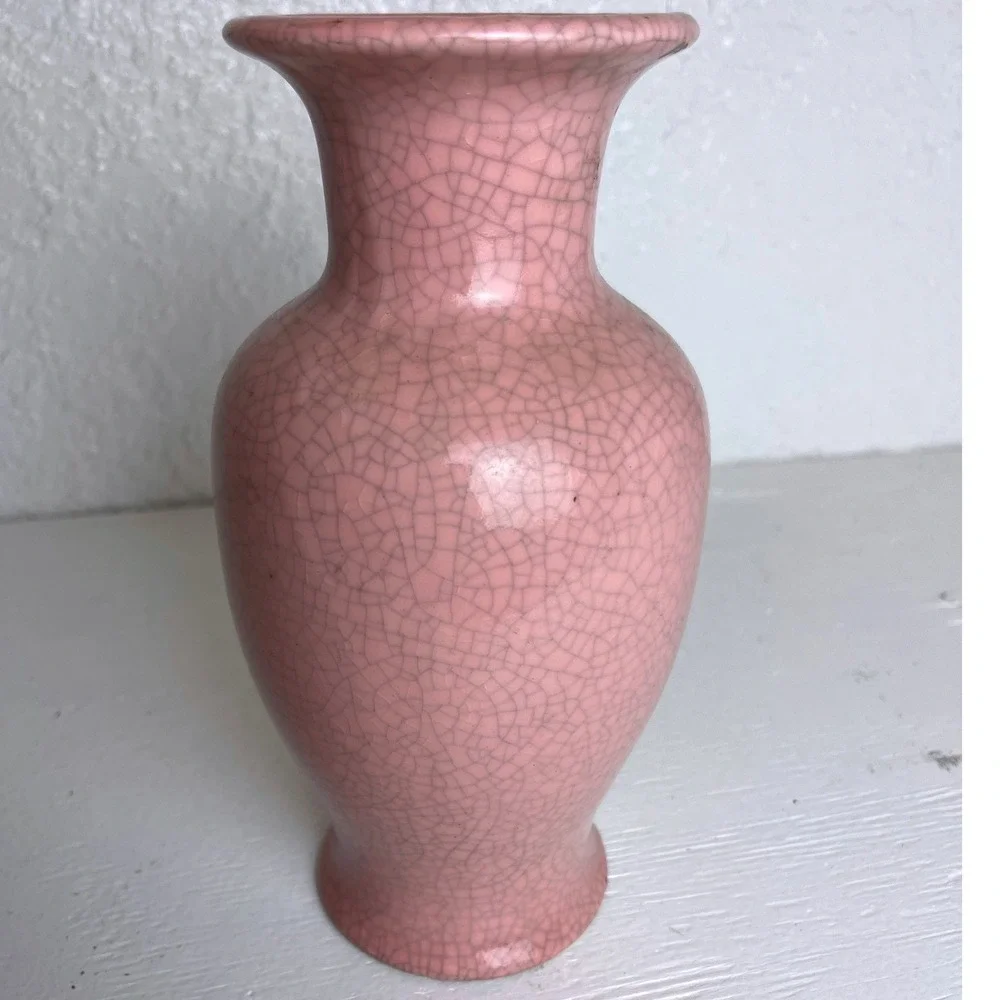 Vintage Napcoware Pink Crackle Glaze Ceramic Bud Vase Japan Mid Century Decor